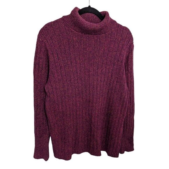 Chico's Turtle Neck Sweater Ribbed Colorful Knit Cotton Stretch Pullover XL - Picture 1 of 8